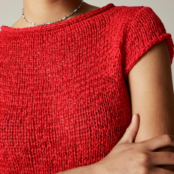 New JCREW Size S Montauk Textured Sweater Tee in Vintage Red $89 BZ511 - Picture 2 of 7